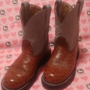 Ariat Fatbaby Ostrich Print Leather Boots